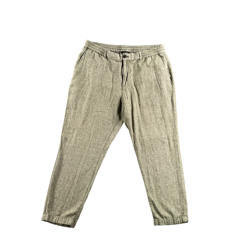 Banana Republic Athletic Tapered Linen Blend Pants Mens 36x30 Olive Green Khaki